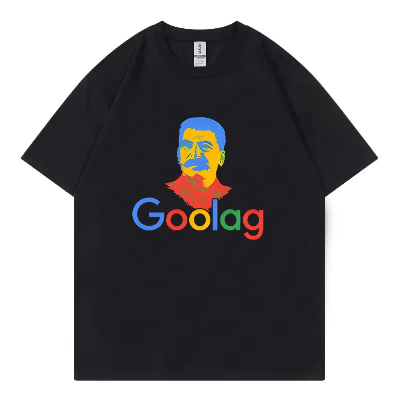 Mens Artsy Graphic T-Shirt Cotton Short Sleeve Goolag Ussr Stalin Print Summer New Fashion Tee