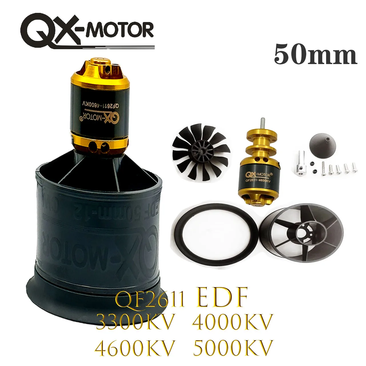 QX-MOTOR 50mm EDF 12 Blades Ducted Fan QF2611 3300/4000/4600/5000KV CW/CCW Brushless Motor For Remote Control Toy Parts