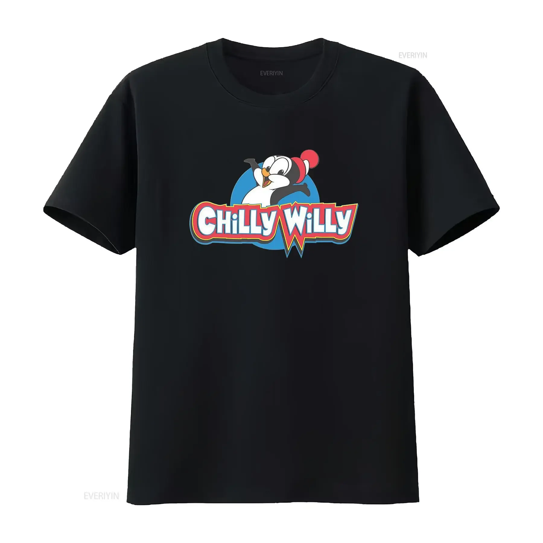 Retro Cartoon Chilly Willy Penguin Print Casual T Shirt vintage Washed Stretched Stylish homme streetwear Soft Unisex