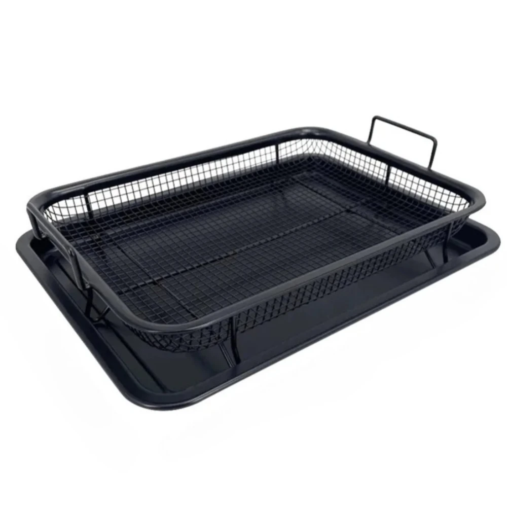 

1Set of Stainless Steel Black Baking Pan Frying Pan Non-stick French Fry Basket BakingTray Baking NetEaseCleaning KitchenGadgets