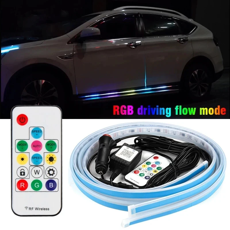 

LED RGB APP Control Car Door Side Lamp Strip Universal Flexible Daytime Running Light Bar Colorful Auto Door Welcome Pedal Light