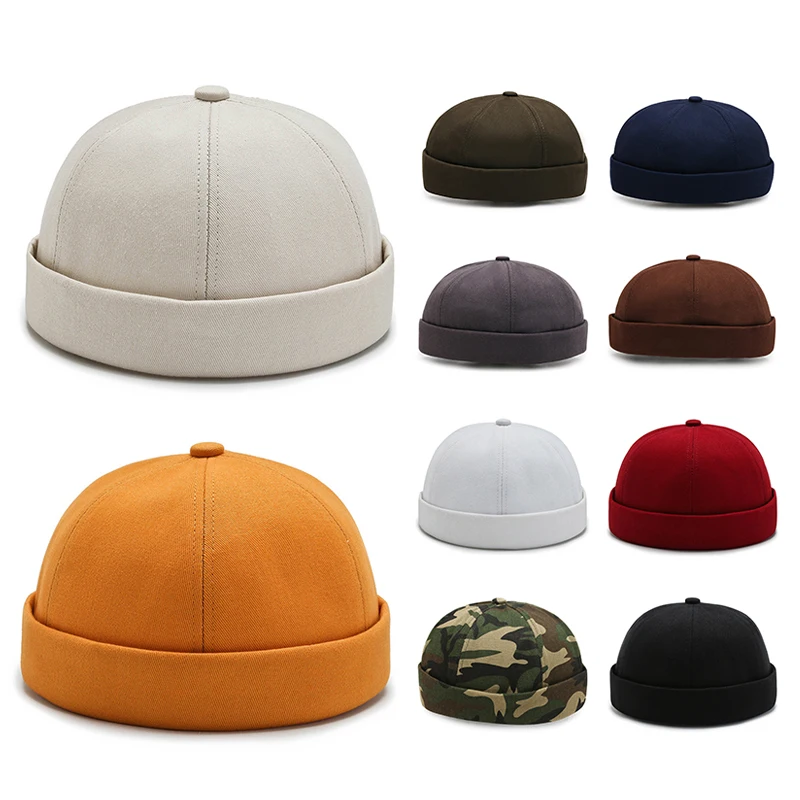 Fashion Vintage Beanie Hats Men Docker Cap solid Color Spring summer Dome Hat Streetwear Hip Ho Hat for women Men Bonnet