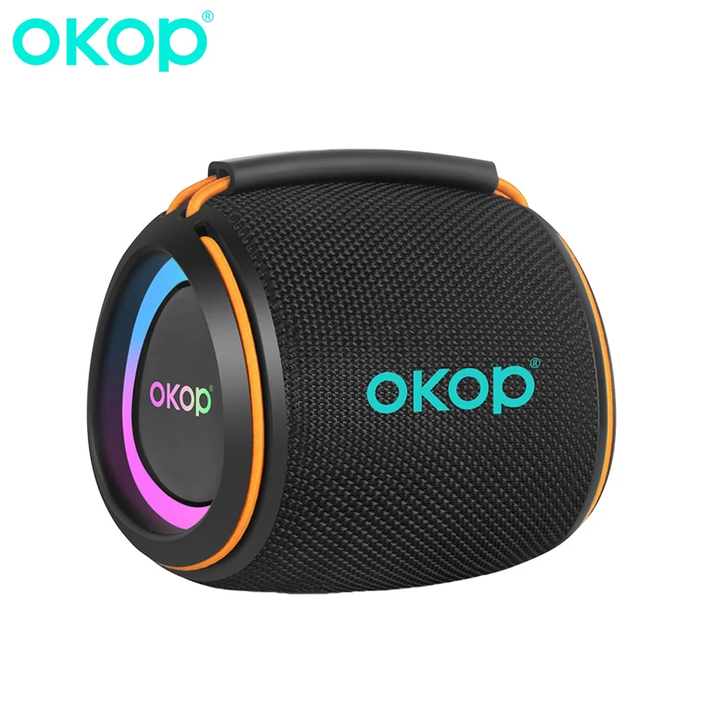 

OKOP Wireless Bluetooth Speaker RGB Colorful Lighting Outdoor Portable Handheld Clear Sound Quality Heavy Bass Audio Music Party