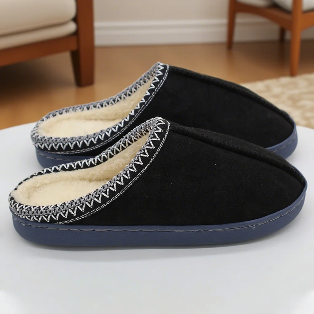 Katoenen pantoffels voor herfst en winter Binnen Dikke zolen Antislip Paar Warme fleece gevoerde zachte zool