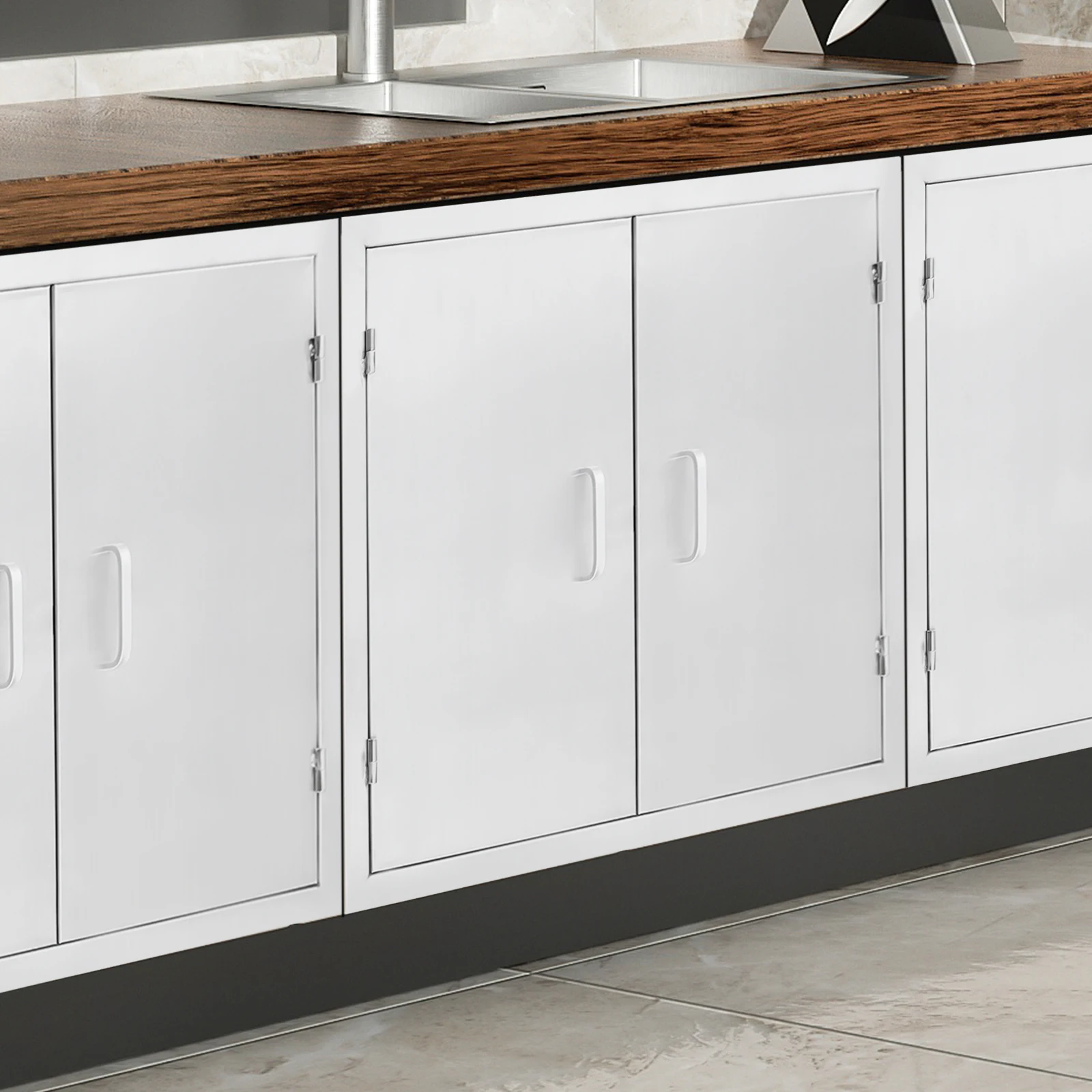 باب خزانة مطبخ من الفولاذ المقاوم للصدأ 304 مقاس 24 × 28 بوصة أبواب مزدوجة مقاومة للتآكل للمطبخ الخارجي وتحسين المنزل #4