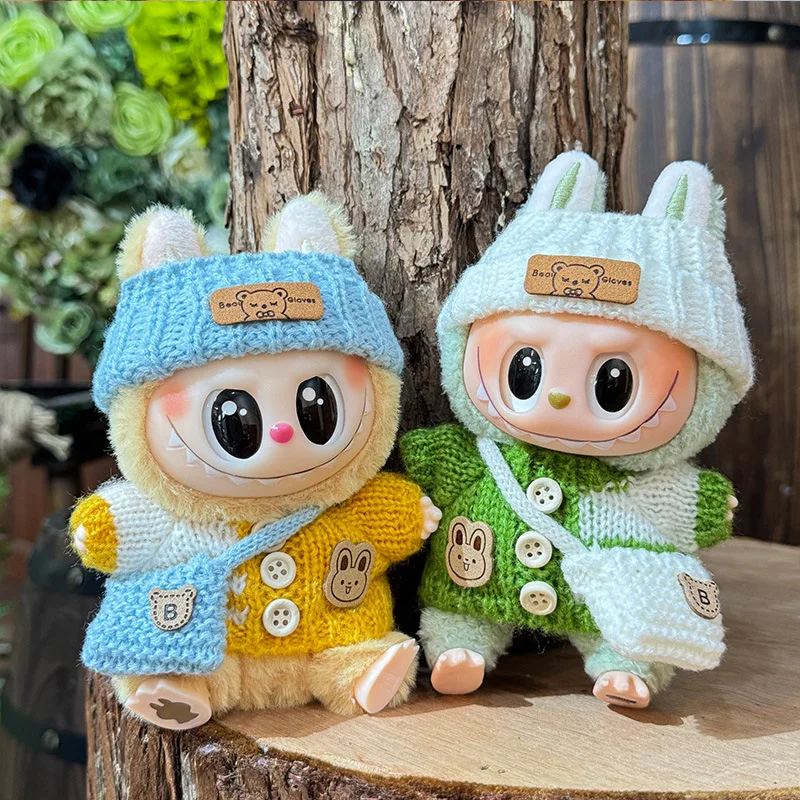 

Одежда для Labubu 17 см, куклы Ii Idol, шарф и шляпа, стильный наряд, аксессуары, одежда, милый свитер и сумка, подарок для детей