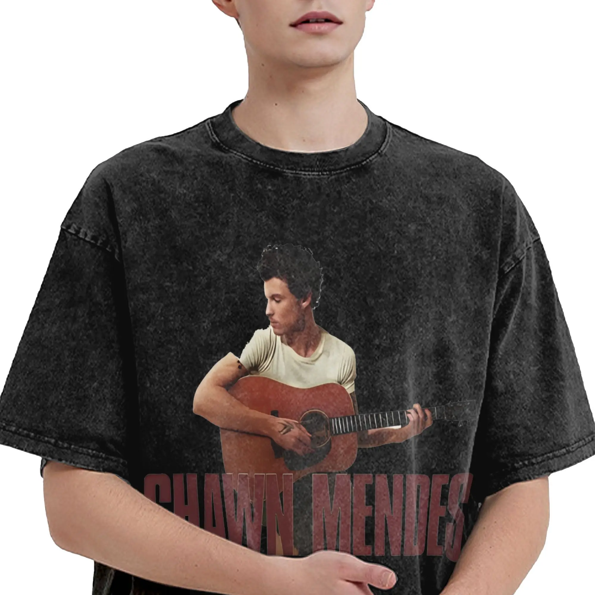 Männer Frauen Harajuku Gewaschene T-shirts Auf Der Straße Wieder Shawn Mendes Tour 2025, Druck Hemd Outfit High Street T-shirts