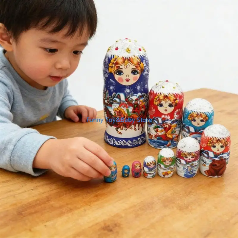 Matrioska russa a 10 strati, bambola nidificazione dipinta a mano, giocattolo educativo per bambini, apprendimento culturale,