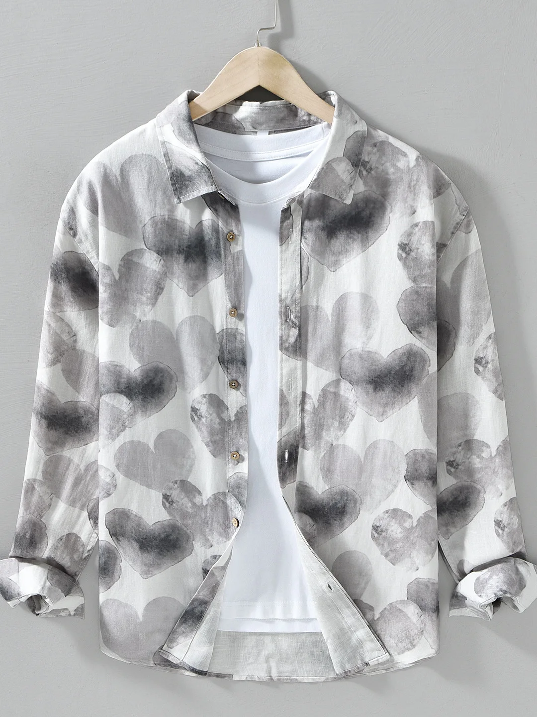 

Men's Long Sleeve Shirt Chinese Style Waterprint Lyocell Linen Blend Casual Shirt Breathable Loose Fit Spring Summer Fashion