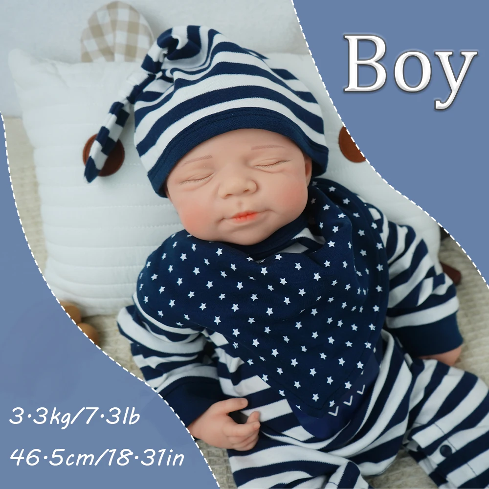 

18.3-inch 3.3kg newborn baby boy solid silicone • one-piece body • realistic sleep expression • museum level details