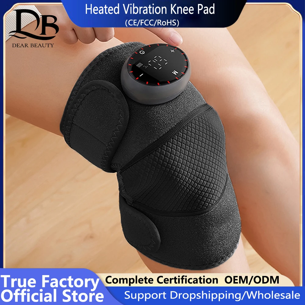 Heating vibration knee pads touch screen digital display led color light models 5-step massage 5-step heat with wormwood packs