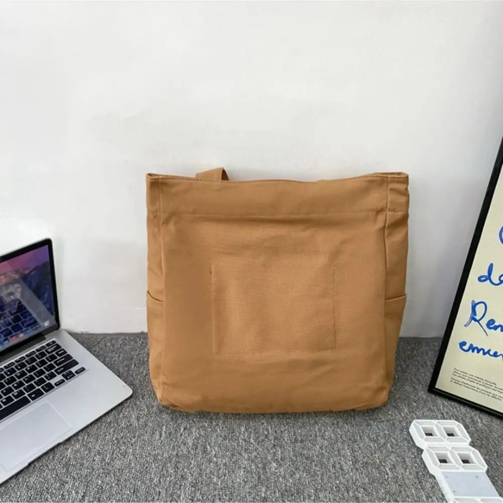 

Fashion Multi-pocket Tote Bags Large Capacity Canvas Single Shoulder Bag Light Weight Chic Messenger Bags Unisex