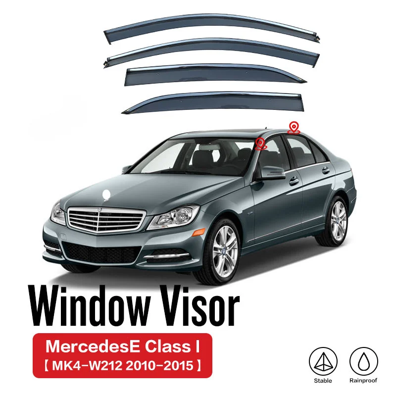 Fit For Benz E200 E300 2010-2015 W212 2017-2023 W213 Window Visor Awnings Shelters Vent Shades Sun Rain Wind Deflector