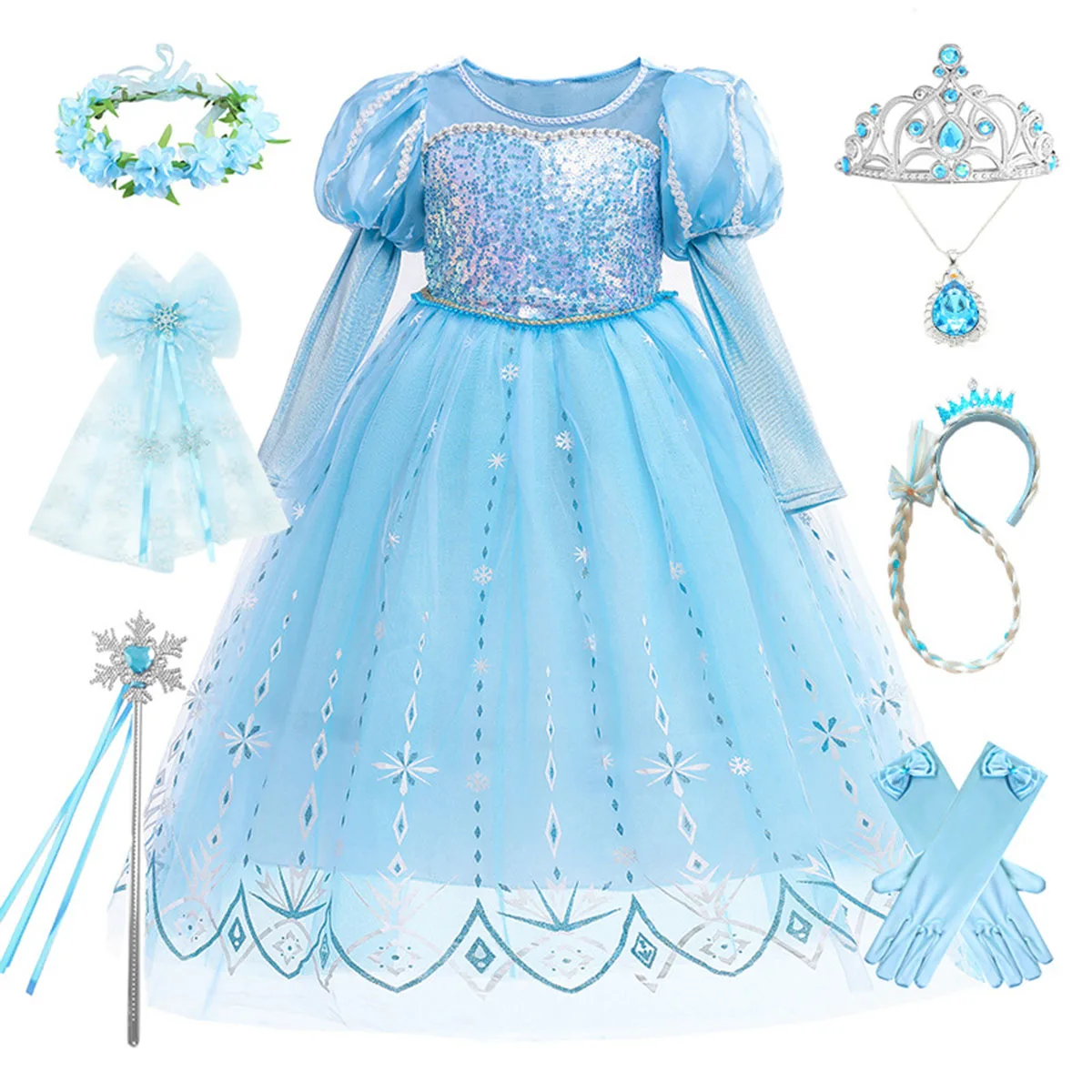 

HXCMall Little Girls Movie Princess Frozen Elsa Birthday Party Cosplay Halloween Easter Dress