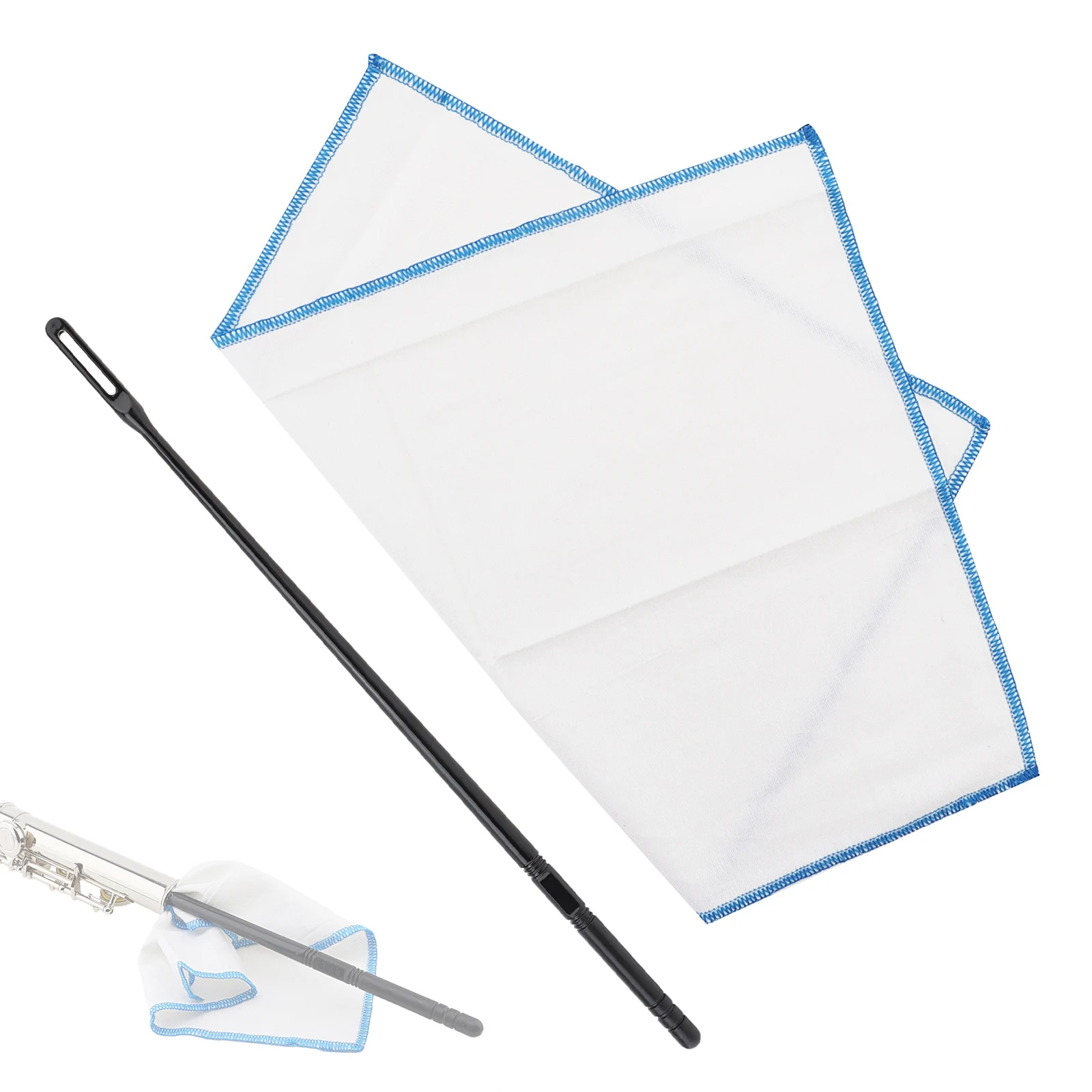 2 pcs Flute Inner Tube Cleaning Kit with Rod & Cloth Swab, Woodwind Instruments Multi Purpose Internal Cleaning Tool