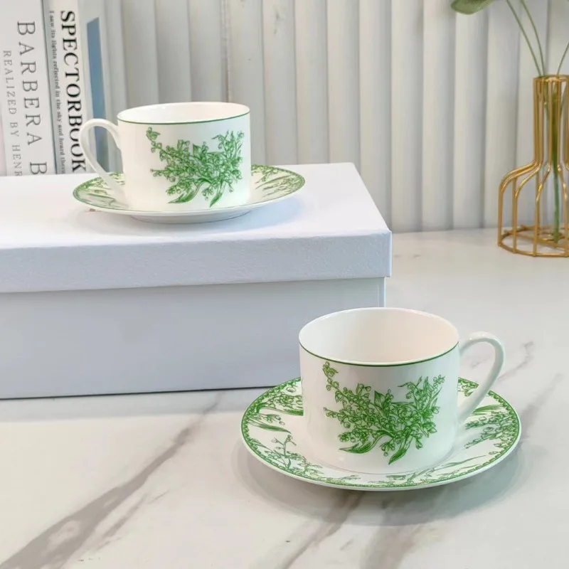 European Bell Orchid Series Bone Porcelain Coffee Cup Dish Home Couple Water Cup Premium Modern Water Cup Gift Tableware