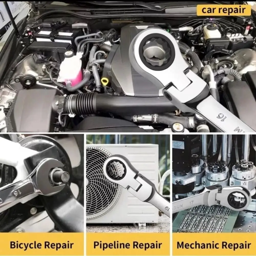 Auto-Reparatur Doppelkopf-Ratschenschlüssel mit Schnellverschluss, 72 Zähne, Kombinations-Ratschenschlüssel 6-22mm, Handwerkzeuge – Detail 7