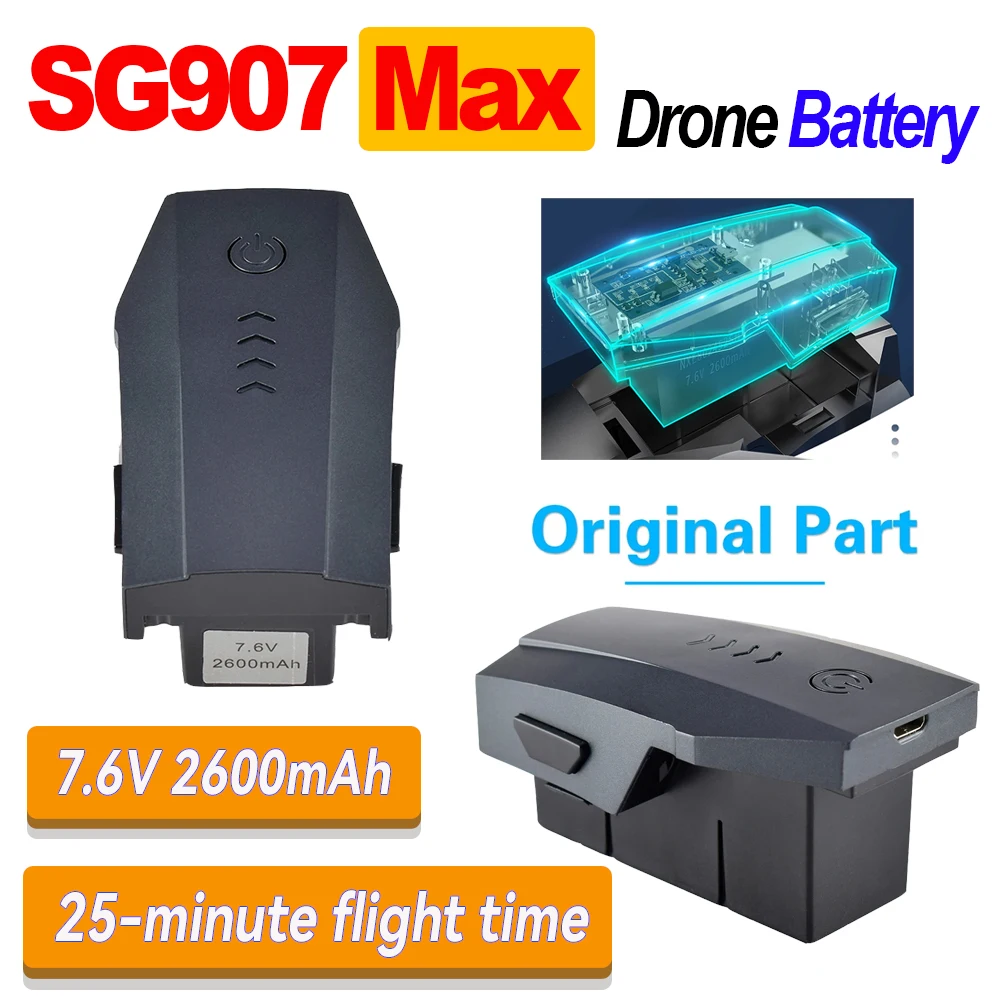 Оригинальный аккумулятор ZLL SG907 Max, 4K, профессиональный Дрон, 7,6 В, 2600 мАч, батарея, 25 минут полета, SG907Se, аксессуары для мини-дрона