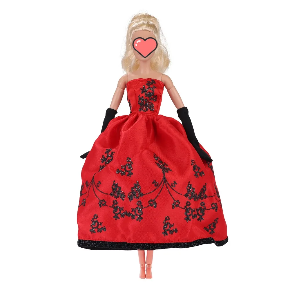 Puppe Kleidung Puppe Kleidung Prinzessin Kleid 1/6 Puppe Stickerei 30Cm Puppe Kleidung Rot Plüsch Prinzessin Kleid Puppe Zubehör