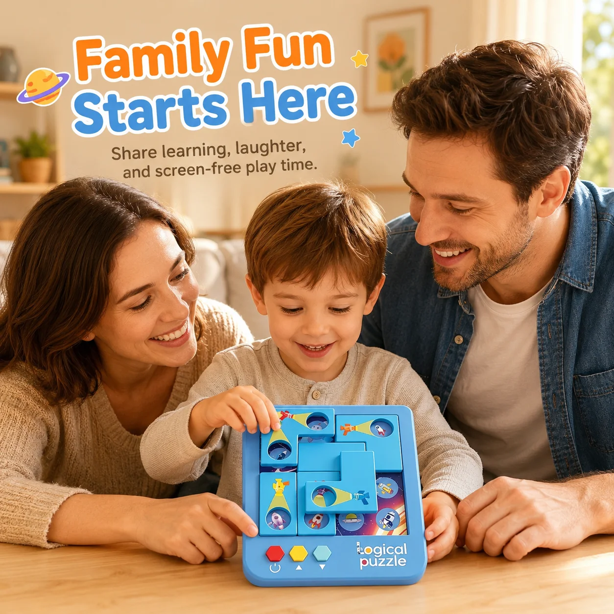Space Rocket Logical Sliding Puzzle, Kids STEM Brain Teaser Educational Logic Desktop Game for Ages 4+