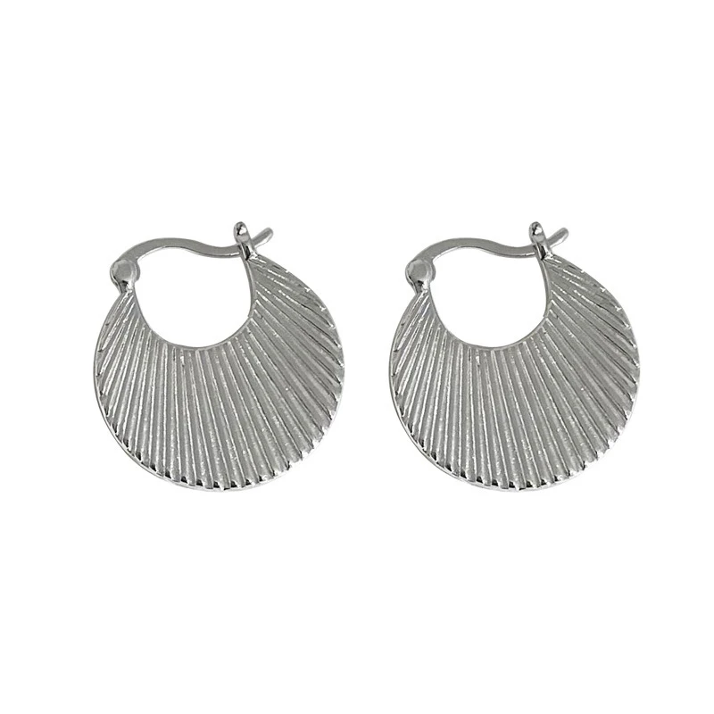 Mewanry Texture Stripe Hoop Earrings For Women Girls Simple New Fashion Elegant Creative Design Waterproof Party Jewelry Gifts