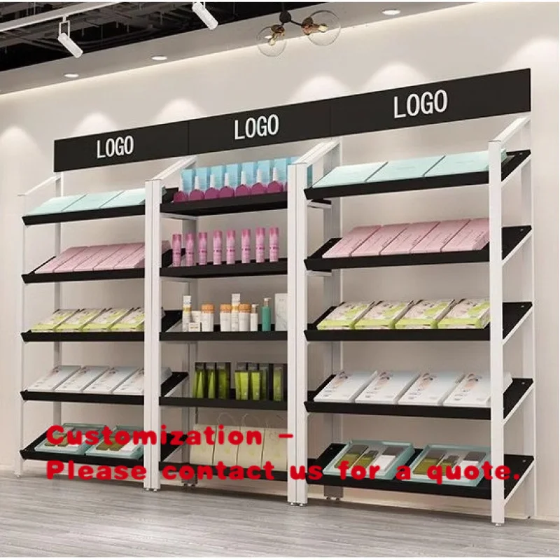 custom.Modern Iron Display Stand Multi-layer Storage Cabinet Solid Shelves Quick Installation Supermarket Snack Cosmetic Dis