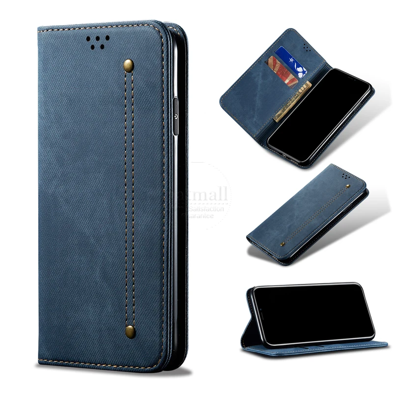 

Denim Leather Wallet Case For Iphone 13 12 Mini 11 Pro Xs Max Magnetic Book Closure Flip Cover X Xr Se 2020 Card Holder Fundas