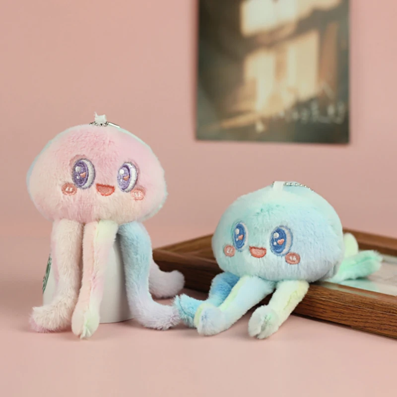 1 Uds. Lindo Animal marino de peluche medusas pulpo muñeca llavero bolsa decoración colgante llavero chica bolso llavero Kawaii
