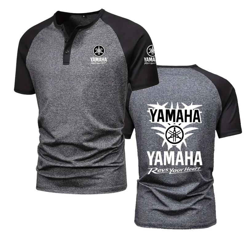 YAMAHA Logo  Men's Fashion Henley T-Shirt Summer Loose Crew Neck Short Sleeve Casual Street Tops Men Daily Comfortable T-Shirt T