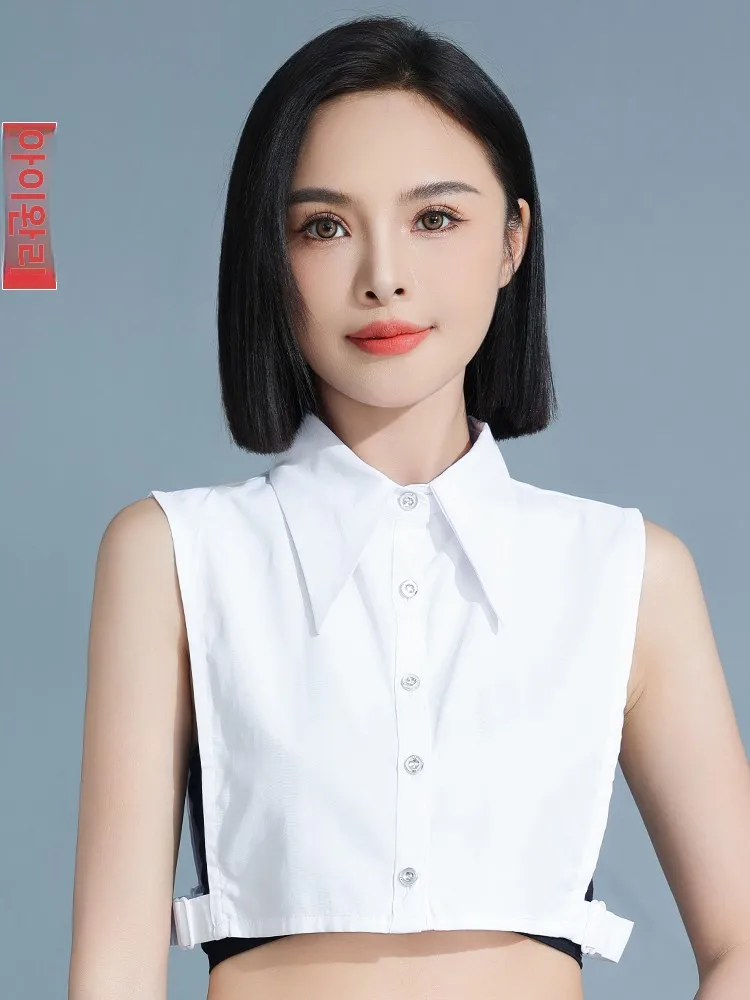 ファッショナブルな尖った襟のフェイクカラー-レディース-コットン-ホワイト-イルートップス-インナーウェア-トップス-デコレーション-多機能ネックピース