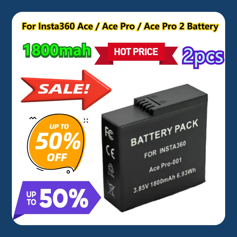 

For Insta360 Ace / Ace Pro / Ace Pro 2 Battery 2pcs