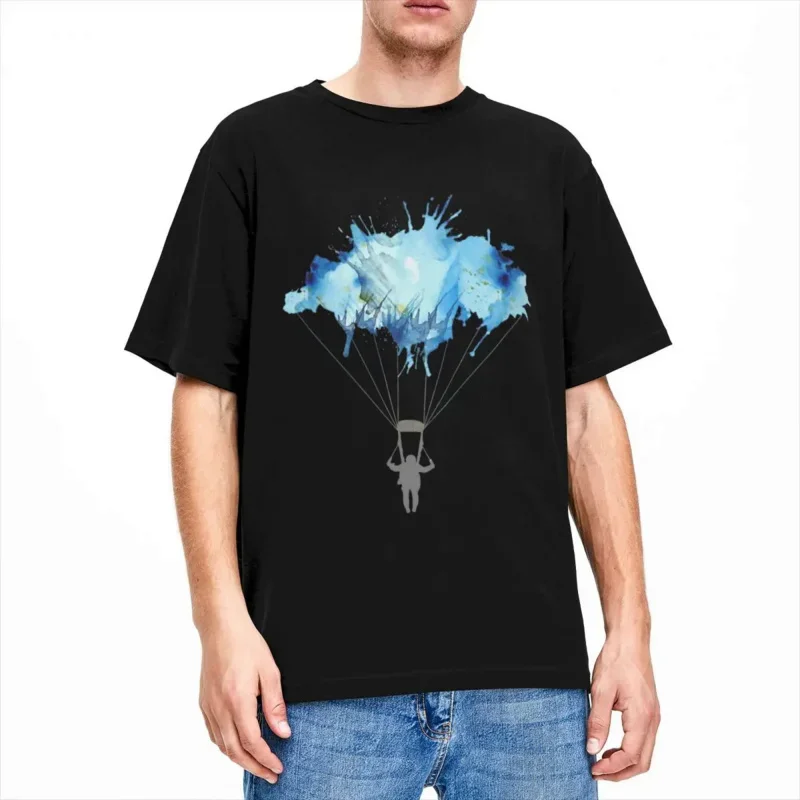 Parachute diving watercolor men women's T shirt skydiver parachuting skydive merchandise tee shirt T-shirts pure cotton