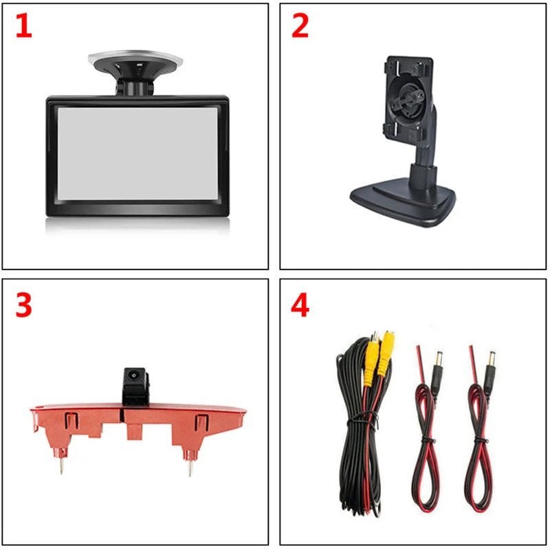 Monitor per auto da 5 pollici con ventosa e staffa, con telecamera per luce freno per Citroen Berlingo Peugeot Partner II 2008-2016