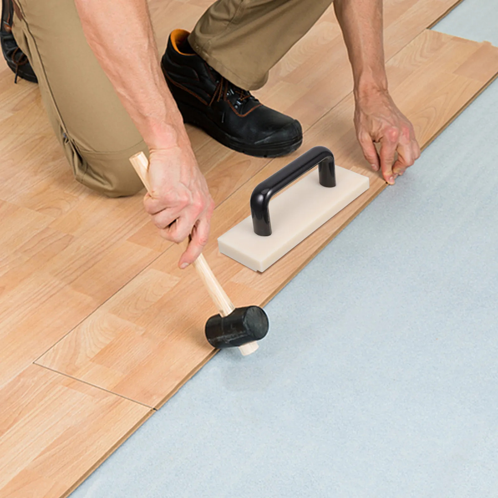 

Flooring Installation Tool Tapping Block with Handle for Laminate Vinyl Plank Hardwood Wood Nylon Construction Scratch Resistant