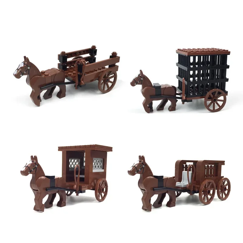 Building blocks MOC medieval carriage transport wagon wagon Qin charioteer small particle building blocks