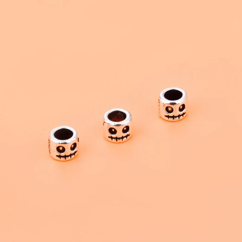 S925 sterling silver ghost face ghost face barrel beads loose beads spacer beads handmade DIY beading materials