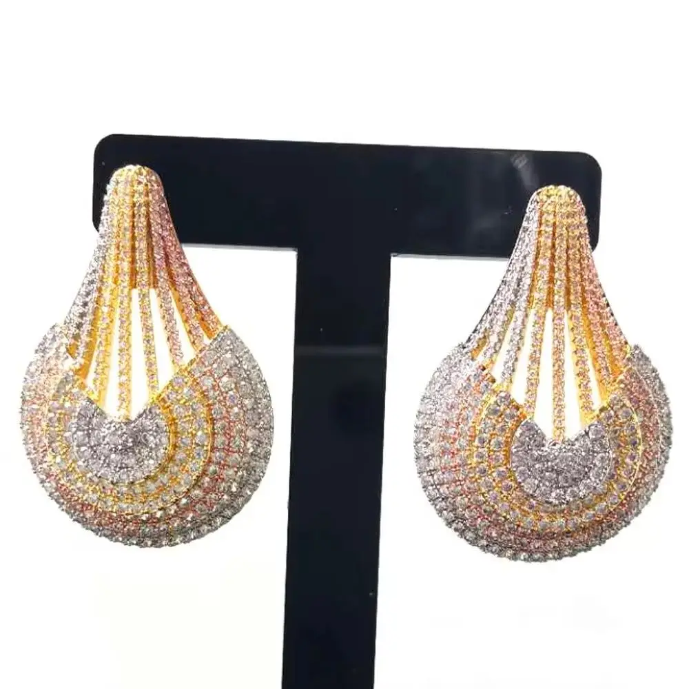 

Missvikki New Design Trendy Round Drop Earrings For Women Wedding Party Shiny Full CZ Earrings Fashion Jewelry High Quality