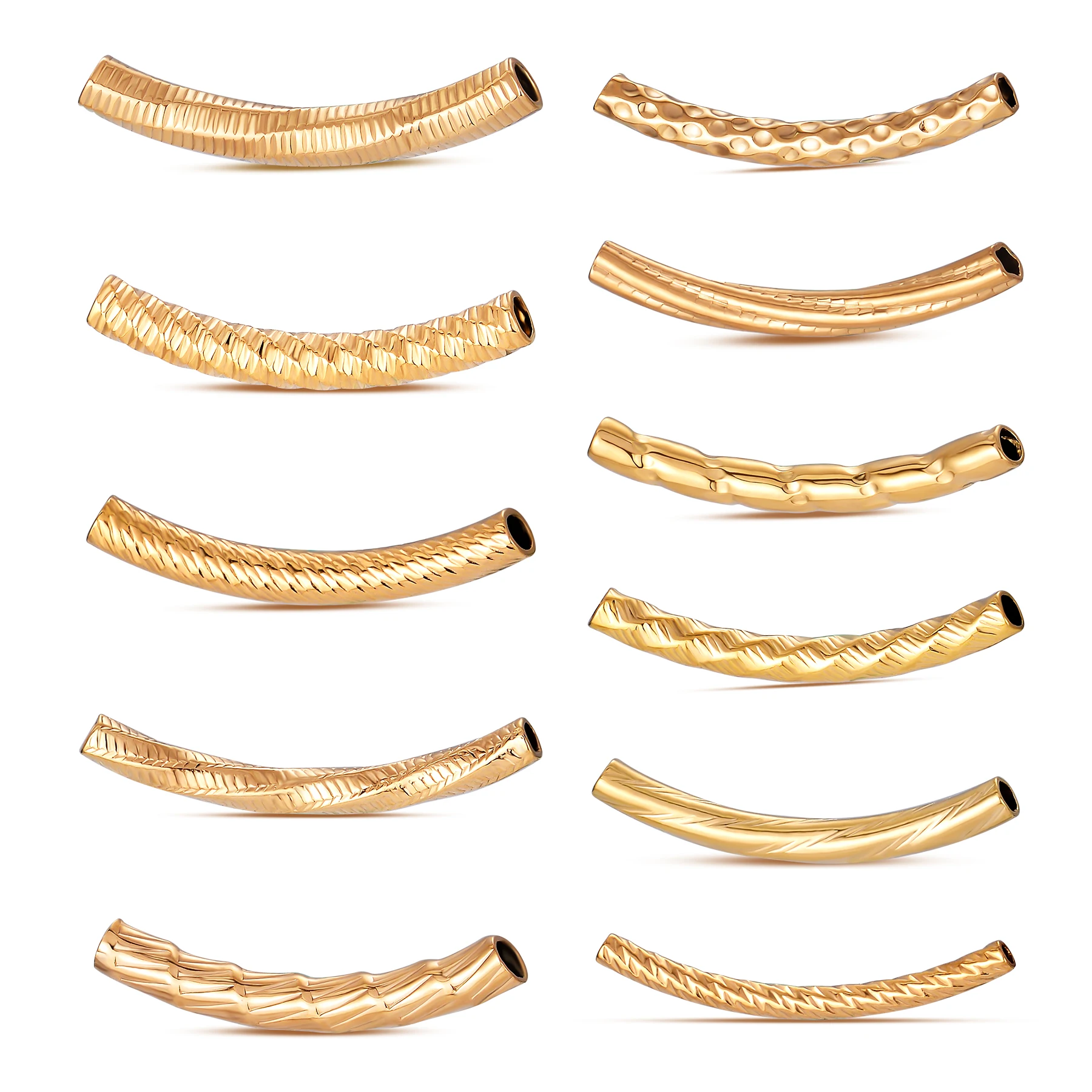 6 Stück/Set Edelstahl PVD Gold Geprägte Röhren-Abstandshalter-Perlen-Verbinder für Armband-Halskette-Anhänger DIY Schmuckzubehör – Detail 7