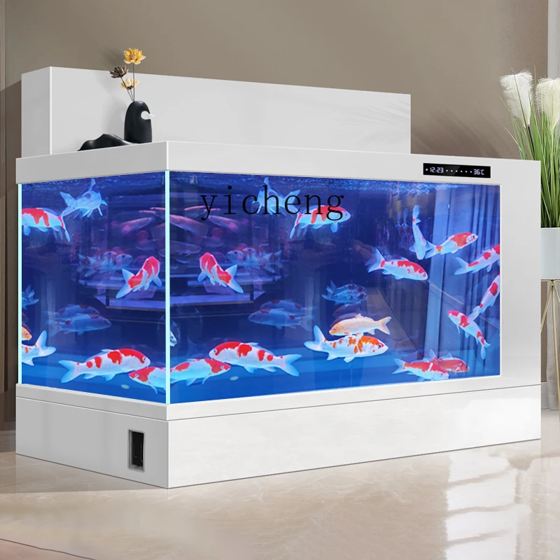 

TQH fish tank aquarium double filter aluminum alloy koi floor tank ultra-white glass water-free fish tank