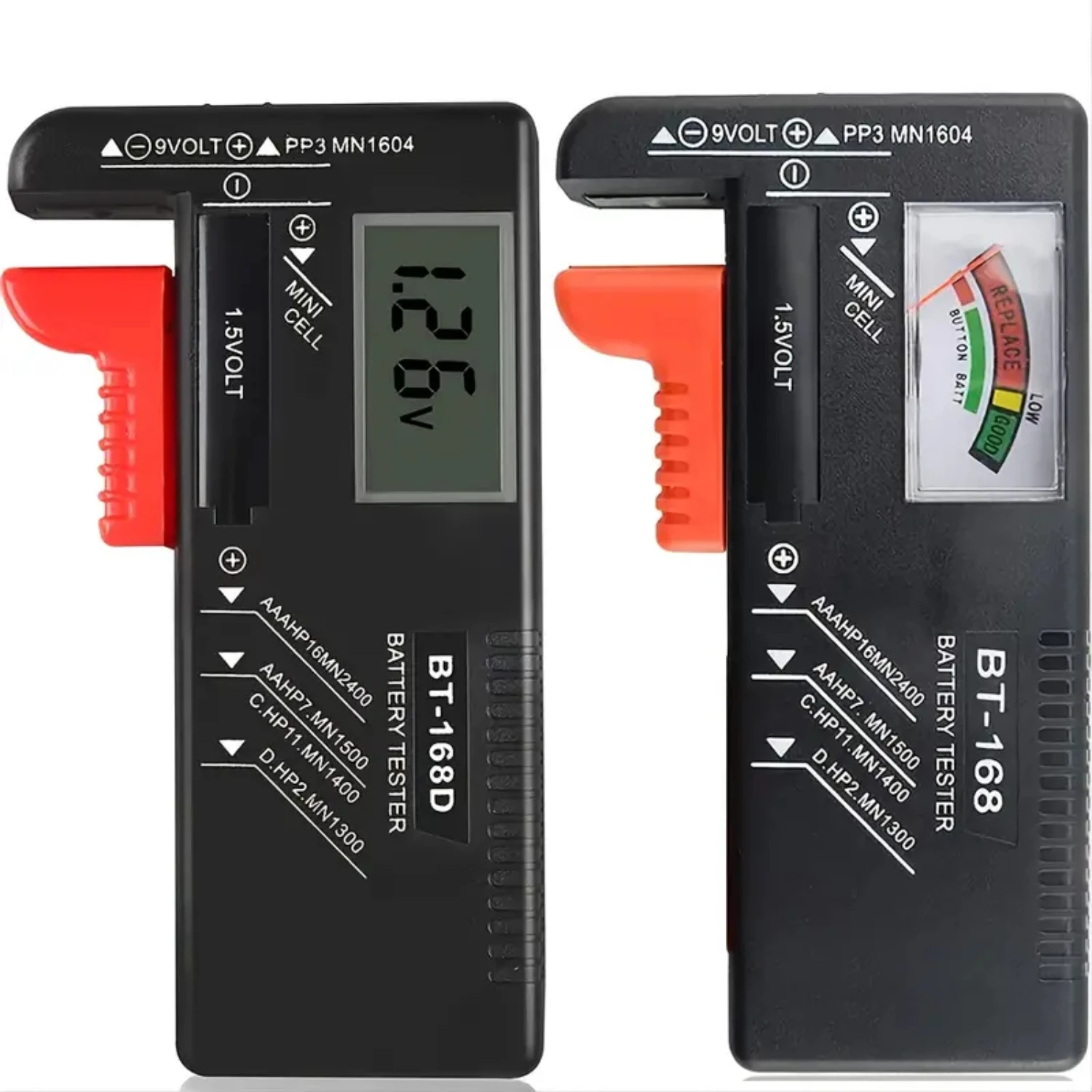 BT-168 AA/AAA/C/D/9V/1.5V Batteries Universal Button Cell Battery Colour Coded Meter Indicate Volt Tester Checker BT168 Power