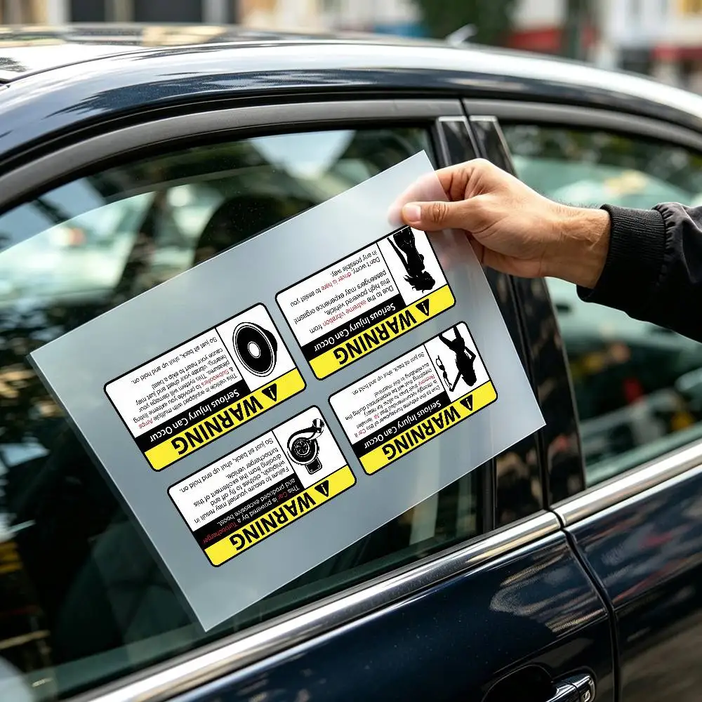 Funny Car Warning Graphic Stickers, Joke Turbo Audio Humor Waterproof Vinyl Decals for Vehicle Truck Decor
