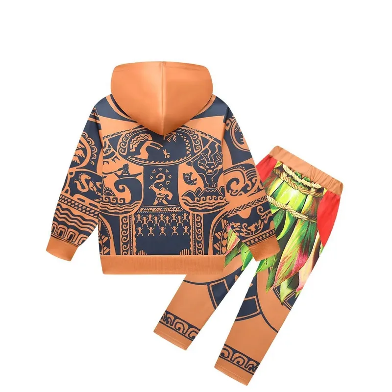 2025 新しい男の子コスチューム衣装セットマウイタトゥーコスプレハロウィンドレスアップ長袖服パーカートレーナー愛する家族