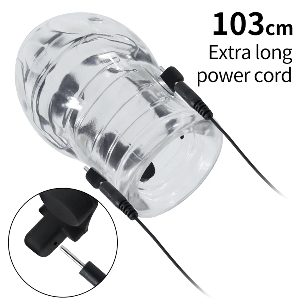 Penis Stretcher Electric Shock Penis Extender Glans Condom Ejaculation Delay Cage Bdsm Dick Stimulation Therapy Man Gay Sex Toys view 5