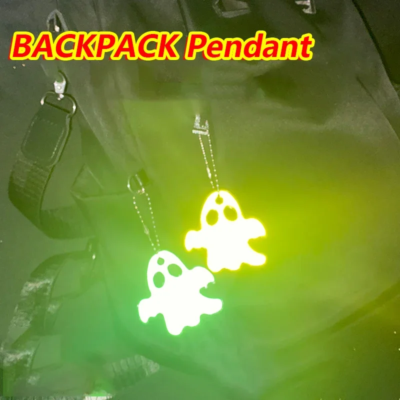 12PCS Night Reflective Key Ring Cute Ghost Shape Night Warning Double-sided Reflective Backpack Pendants Gifts