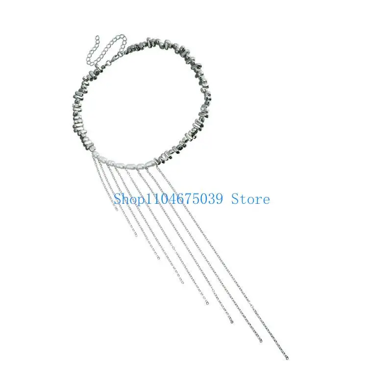 5asd Stylish Alloy Tassels Pendant Necklace Adjustable Length Clavicle Chain Jewelry