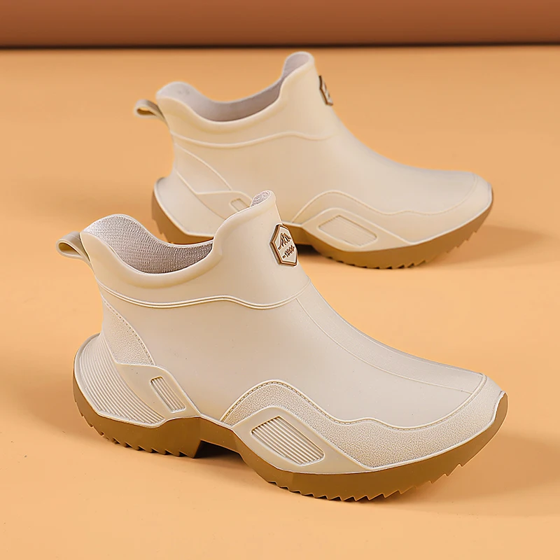 Men's Short Rain Boots 2025 New Wear-resistant Waterproof Kitchen Work Soft Bottom Anti-slip Rubber Shoes Comfortable All-Season