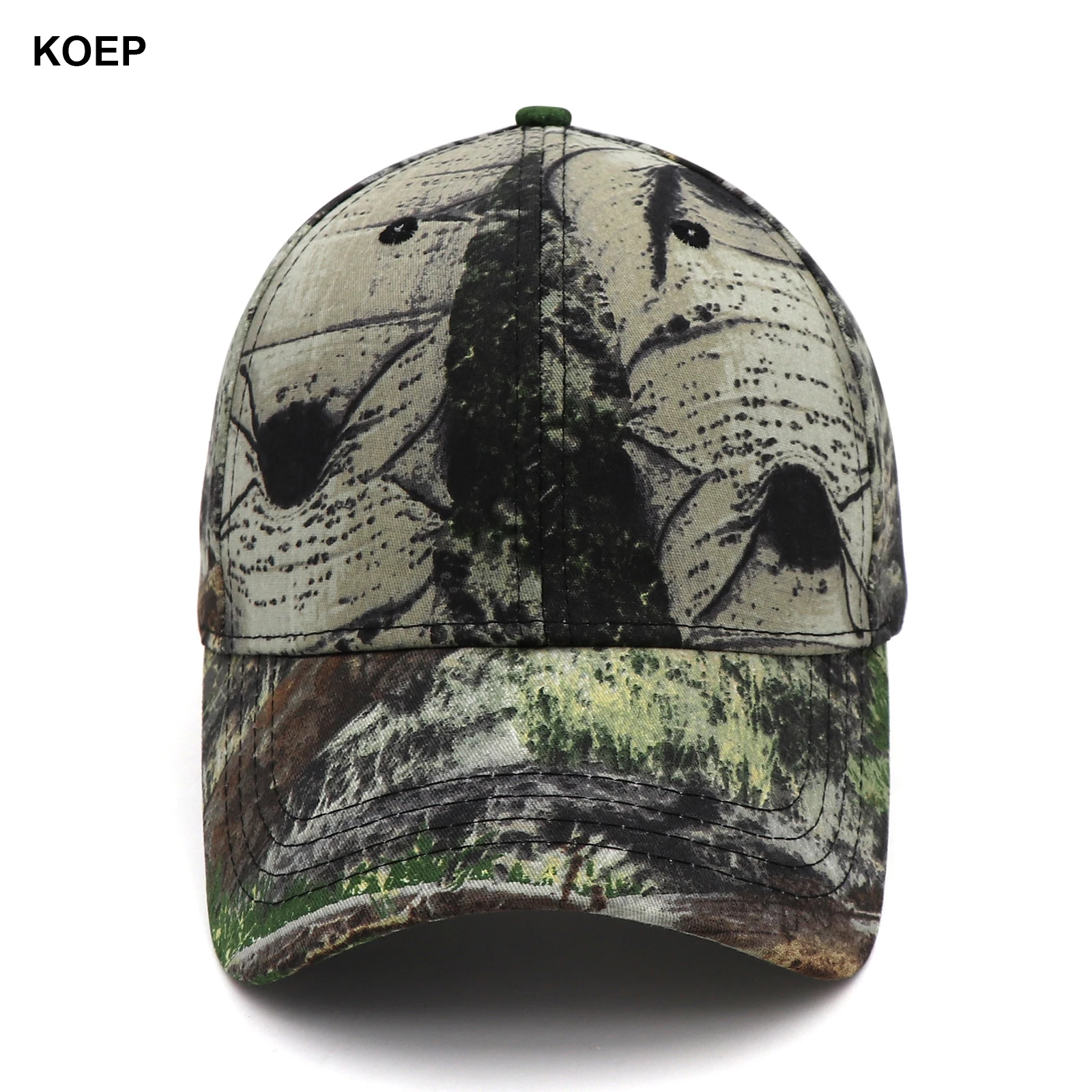 KOEP New Outdoor Fishing Caps Jungle Oak Tree Camouflage Baseball Cap Hunting Hat Cotton Dad Snapback Hats Bulrush Leaves KBMO7