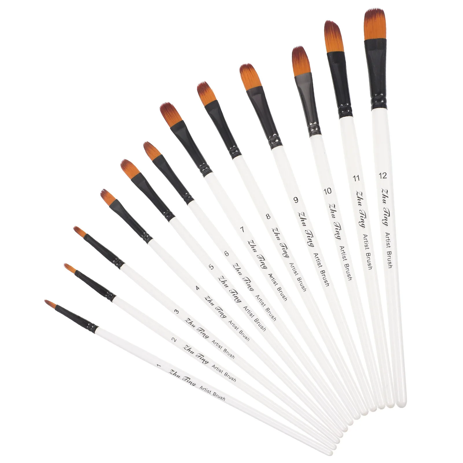 12-teiliges Malpinsel-Set, langlebiger Holzgriff, Nylonhaar für Aquarell, Öl, Acryl, Gouache, Malerei, Künstlerwerkzeuge