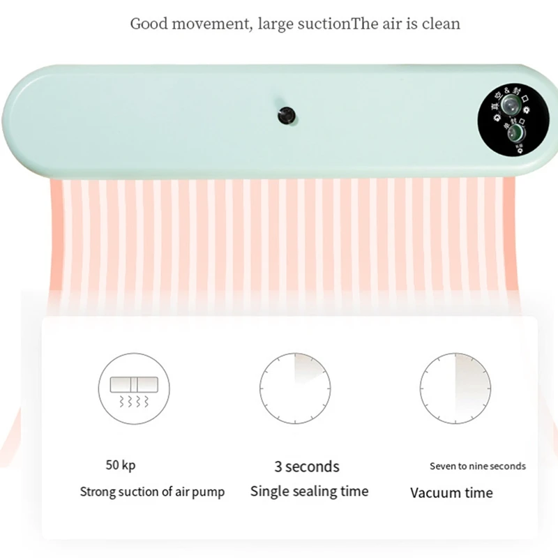 Вакуумный упаковщик, 60 кПа, мощность всасывания, автоматический упаковщик пищевых продуктов в одно касание, вакуумная экономия пищевых продуктов для сухой/влажной уборки, экологически чистый пакет