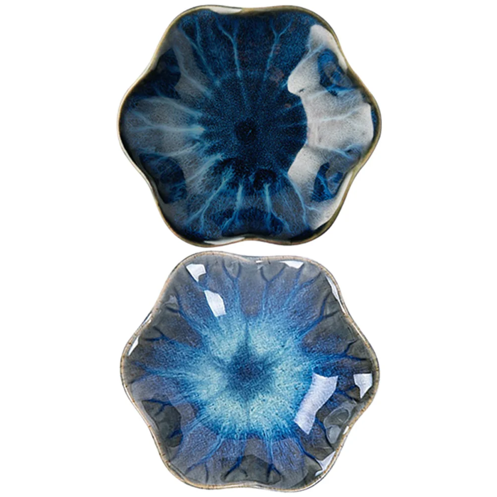 

2Pcs Lotus Leaf Shape Sauce Dish Exquisite Pattern Ceramic Dipping Plate Vinegar Container Seasoning Tray Snack Bowl Gift